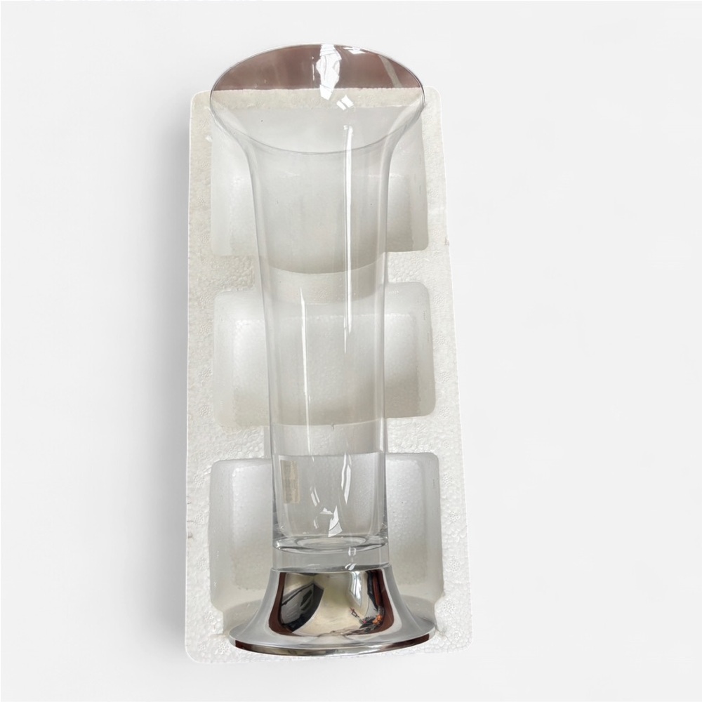 Ralph Lauren Clear Glass and Sterling Silver Vase